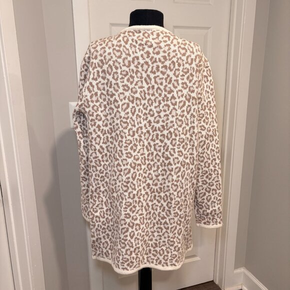 Burgess St. Moritz Open Coat, Cotton/Cashmere/Mohair Animal Print Cardigan, M - Picture 3 of 7